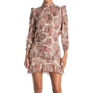 Ba&sh Hydro metallic floral tiered mini dress